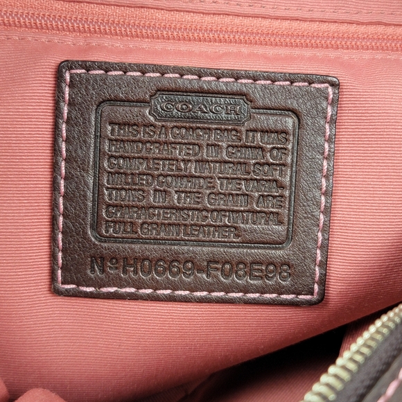 Coach Dark Brown Tan Gorgeous Pebble Leather Shoulder Bag Purse No H0669-F08E98 - Picture 11 of 16